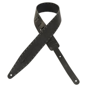 Levy's MV317ST-BLK Veg-Tan Leather 2.5" Guitar Strap with Metal Studs