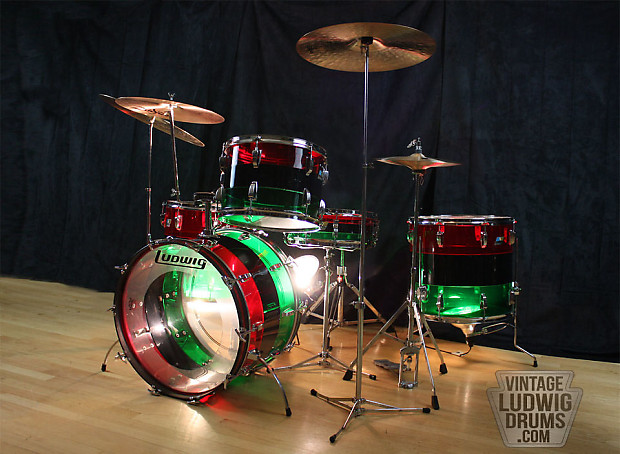Ludwig Vistalite Pattern A Red Black Green 6pc Shell Pack image 1