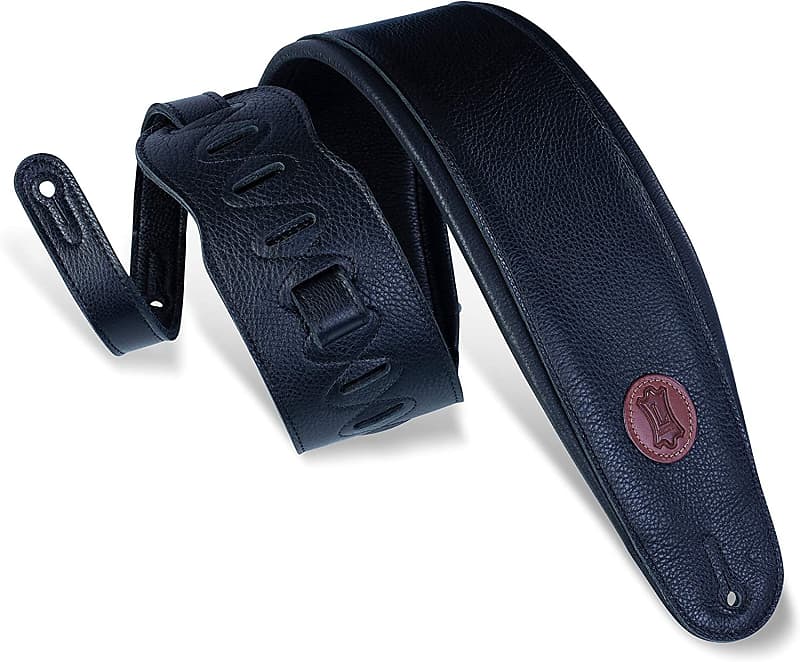 Levy's Leathers MSS2-4-BLK Garment Leather Bass Guitar Strap, Black image 1
