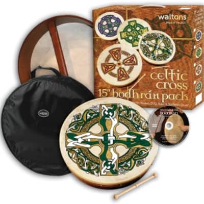 Waltons Irish Music, Celtic Cross Bodhrain, 15" Bodhrain Gift Pack, WMP2521 for sale