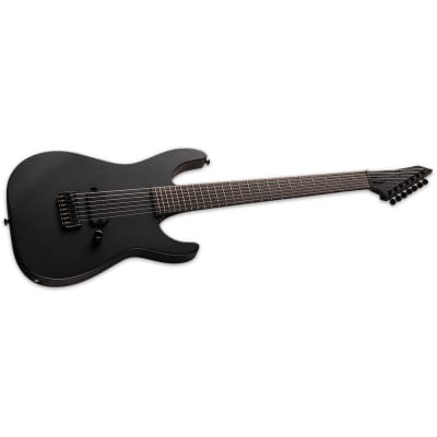 ESP LTD M-7HT Baritone Black Metal Guitar, Macassar Ebony Fretboard, Black Satin image 2