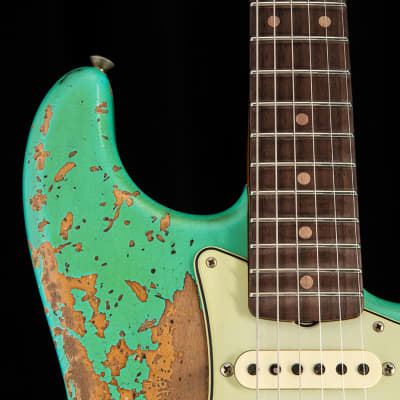 Fender Custom Shop 1960 Dual Mag II Stratocaster Super Heavy Relic Aged Seafoam Green Limited Edition image 8