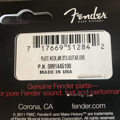Real Life Relics Fender® Aged Chrome Corona Neck Plate Stratocaster®/Telecaster® (Fender® 0991445100    [K5] image 3
