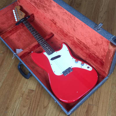 Vintage Fender Musicmaster 1960 Fiesta Red Nitro Lacquer 22.5” Short Scale Solid Body Guitar Relic 6.4 lb HSC image 14