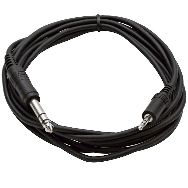 Seismic Audio SA-iERQM10 1/8" Stereo TRS Male to 1/4" TRS Male Patch Cable - 10' image 1