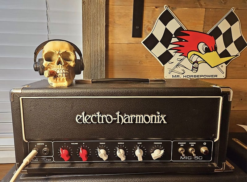 ElectroHarmonix Mig50 RED & WHITE Chicken Head Knobs Reverb