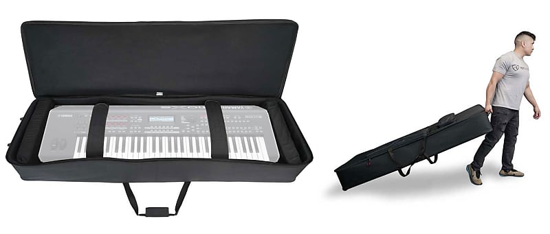 Rockville 61 Key Keyboard Case w/ Wheels+Trolley Handle For Yamaha MOXF6 image 1