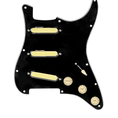 920D Custom Gold Foils Loaded Pickguard Blender 5 Way for Stratocaster Guitars - Black / Cream image 1