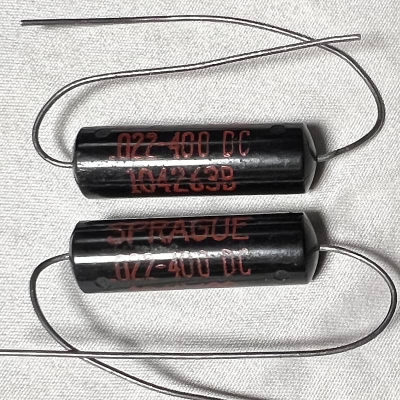 sprague black beauty他 2 NOS Sprague Black Beauty .05 uf 600v Capacitors Yellow