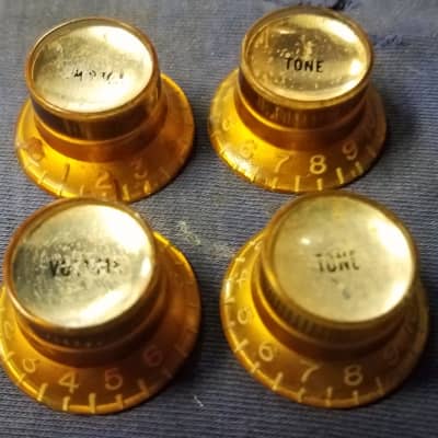 Gibson gold reflector knobs, 2 volume 2 tone, 1960's image 2
