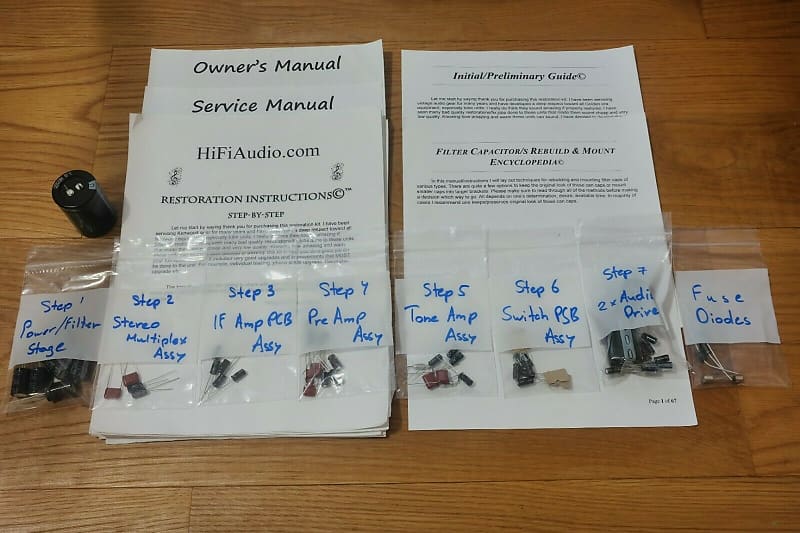 Sherwood S-8800 restoration kit filter capacitor repair rebuild fix  			