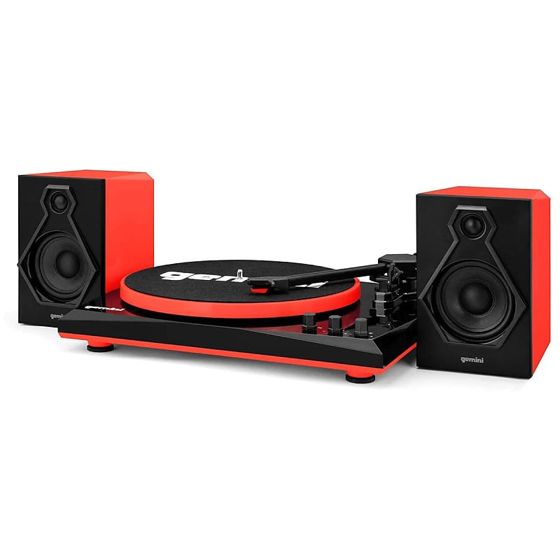 Gemini TT-900BR Vinyl Record Player Turntable with Bluetooth and Dual Stereo Speakers, Black/Red image 1