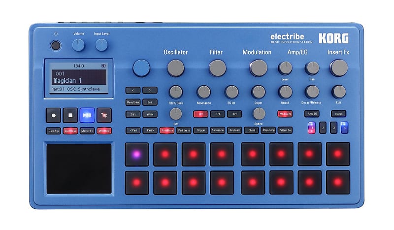 Korg ELECTRIBE2BL 16-Part Drum Machine with Analog Modeling,  Velocity-Sensitive Pads and Effects