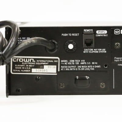 Crown Com-Tech 410 Stereo Power Supply Amplifier 240w 4 ohm Solid State Amp 2 Channel Pro Audio Monitor Com Tech for Speakers Studio Live Rack Mount Comtech CT-410 image 7