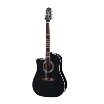 Takamine EF341DX LH Deluxe Dreadnought Cutaway Left-Handed Guitar w Case Black for sale