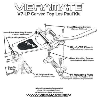 Bigsby B7 plus V7 Vibramate Vibrato Set for Les Paul Guitars image 3