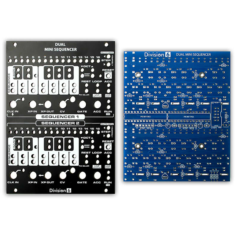 Division 6 Dual Mini Sequencer V2 Eurorack PCB, Panel and ICs image 1