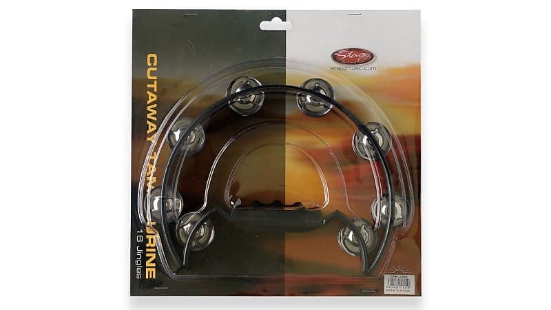 Stagg TAB-2-BK - Half Moon Cutaway Plastic Tambourine w/16 Jingles - Black