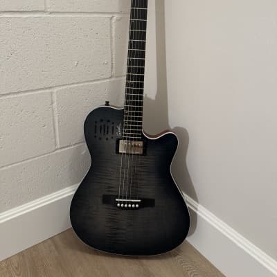 Godin A6 Ultra Denim Blue Flame Finish Electric Guitar | Reverb