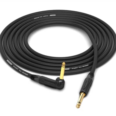 Mogami 3082 Speaker Cable | Neutrik Gold 90° TS to Straight 1/4
