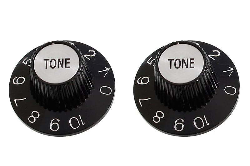 Set of 2 Witch Hat Tone Knobs For USA Split Shaft Pots - BLACK image 1