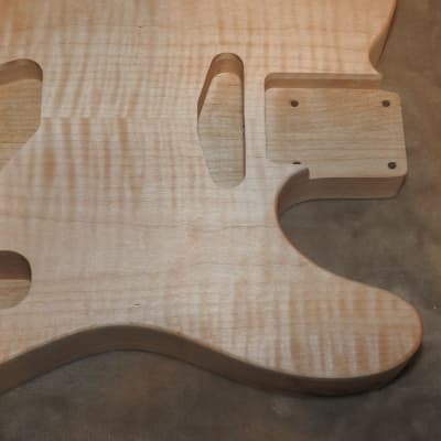 Unfinished Telecaster Body Book Matched Figured Flame Maple Top 2 Piece Alder Back Chambered, Standard Tele Pickup Routes 3lbs 14.5oz! image 21