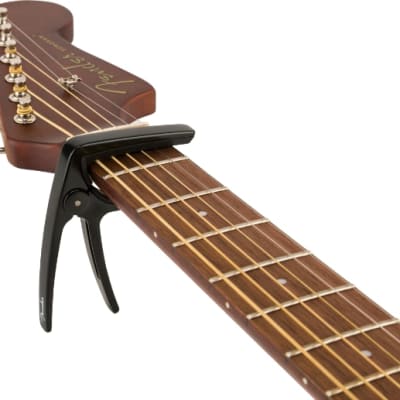 Genuine Fender Laurel Clip-on Lightweight Aluminum Acoustic Guitar Capo, Black for sale