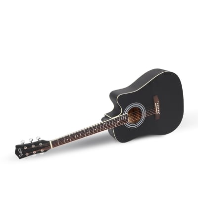 New Glarry GT502 41 Inch Matte Cutaway Dreadnought Spruce Front Acoustic Guitar Black image 7