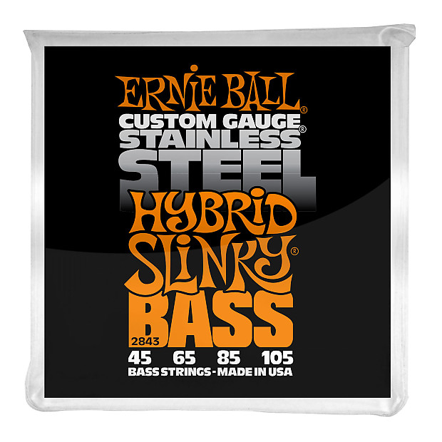 Ernie Ball 2843 Hybrid Slinky Stainless Steel Electric Bass Strings (45 - 105) image 1