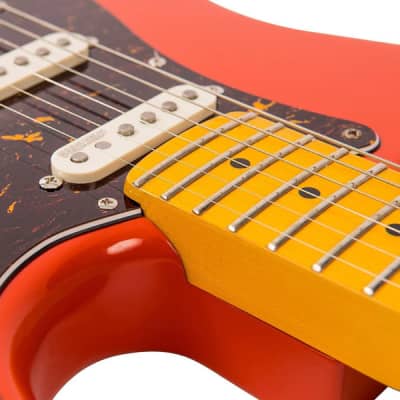 Vintage ReIssued Series V6MFR Strat Style Guitar - Firenza Red image 3