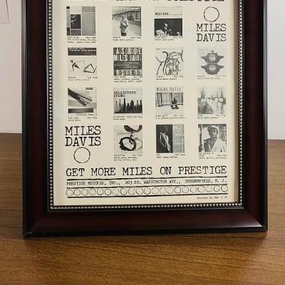 |Original| 1960 Down Beat Prestige Records Promotional Ad Featuring 14 Miles Davis Albums |Framed| for sale