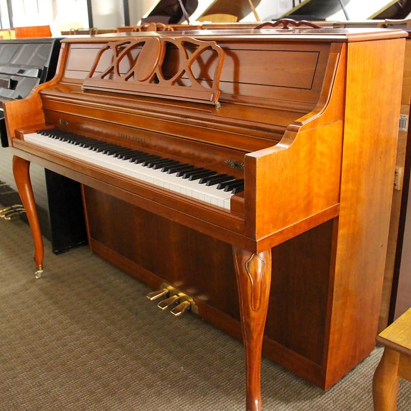 Young Chang 43" F-108 Queen Anne Console Piano | Satin Cherry | SN: 1326582 image 1