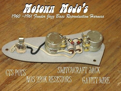 REPRO 1960 - 61 Stacked Knob Wiring Harness FOR Fender Jazz Bass image 1