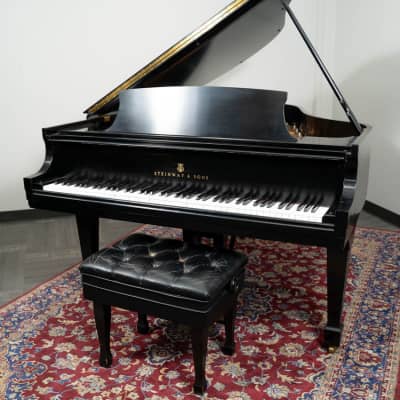 1986 Steinway & Sons 5'7" Model M Grand Piano | Satin Ebony image 1