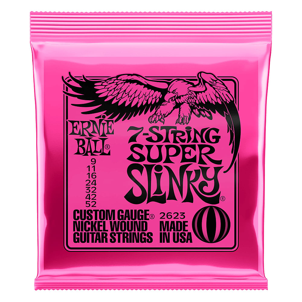 Ernie Ball Super Slinky 7-String Nickel Wound Electric Guitar Strings 9-52 Gaug
