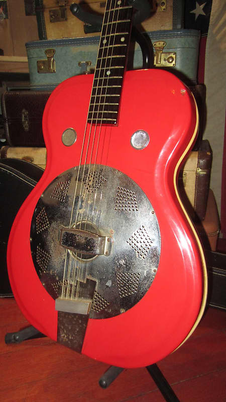 1964 Supro Folkstar Resonator Guitar Red w Case image 1