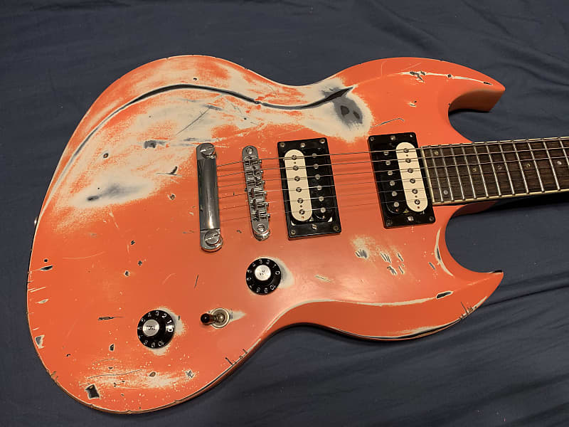 ESP LTD Viper 300 Custom distressed relic “Salmon Orange” Reverb