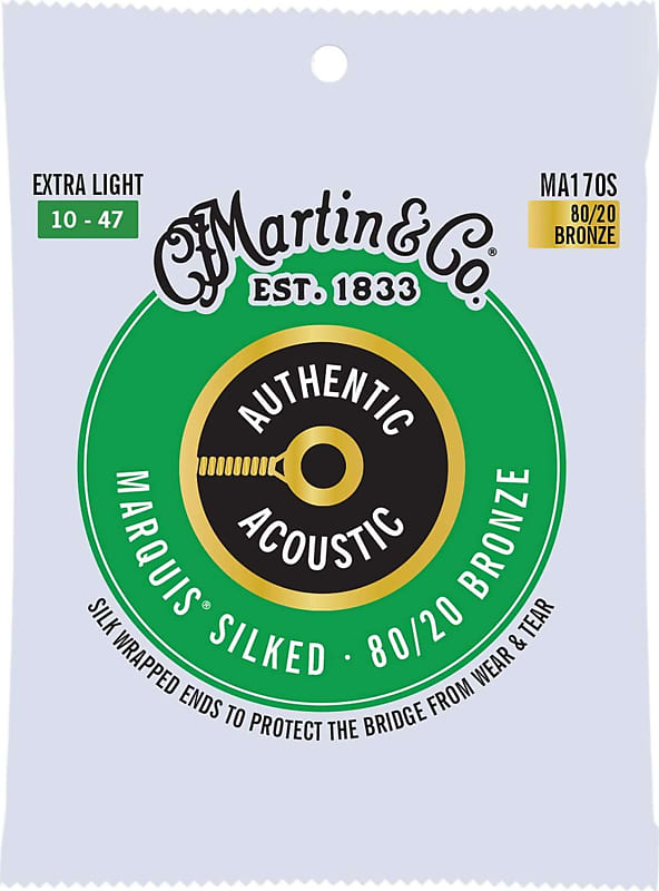 MartinMA170S Marquis 80 20 Bronze Extra Light Authentic Acoustic Silked Guitar Strings image 1