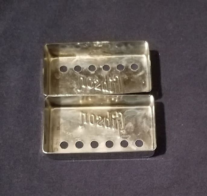 Gibson Embossed Logo PAF T-top pickup covers 1972 - Chrome | Reverb