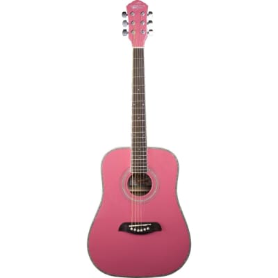 Oscar Schmidt OG1 Student 3/4 Size Dreadnought Acoustic Guitar, Pink for sale