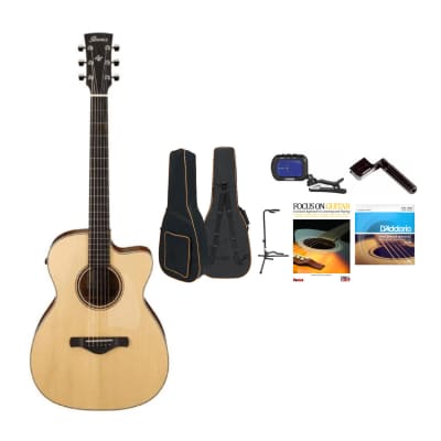 Ibanez Artwood ACFS300CE 6-String Acoustic Guitar (Right-Hand, Open Pore Semi-Gloss) Bundle with Guitar Case, Tuner, Guitar Stand, Guitar Strings, Focus On Guitar and String Winder image 1