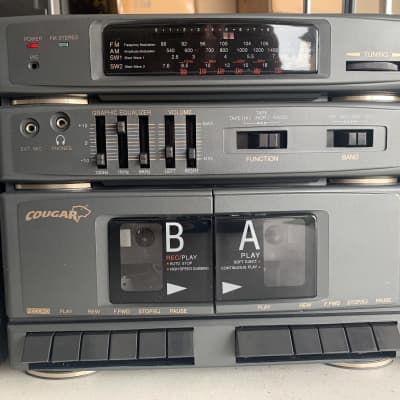 COUGAR MX749DL 1990 GRAY DiscoLite RadioRecorder Boombox Gettho 