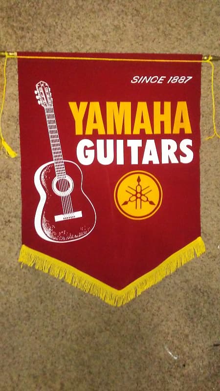 Vintage Yamaha Guitar Banner 1960's Red Velvet image 1