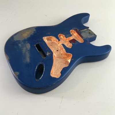 Custom Vintage ST60s Strat Style Lake Placid Blue Over Red Guitar Body Heavy Relic 4.3 Lb image 14