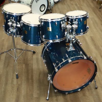 Used Yamaha Birch Custom Absolute 5-Piece Shell Pack 10/12/14/16/22 (Sea Blue Lacquer) Made In Japan image 3
