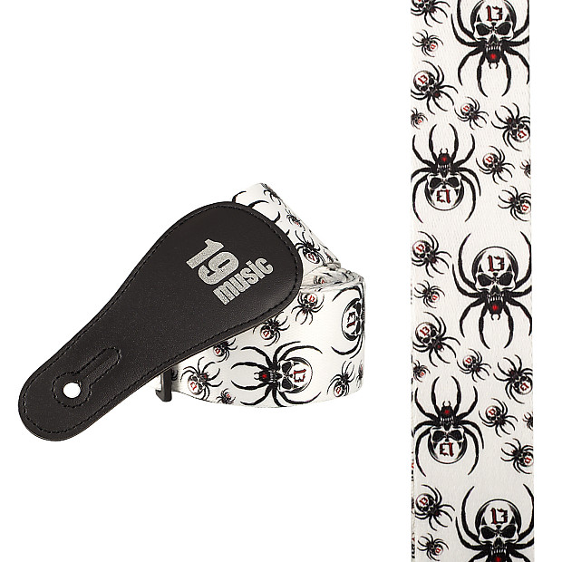 19 Music black on white Spiders Thirteen Guitar Strap rock