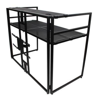 ProX XF-MESA MEDIA MK2 DJ Facade Table Station - Includes TV Mount, White &  Black Scrims, and Padded Carry Bag