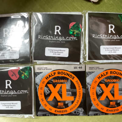 4 packs of RicStrings - Compression Wound Rickenbacker Strings (with 2 bonus D'addario halfwound) image 2
