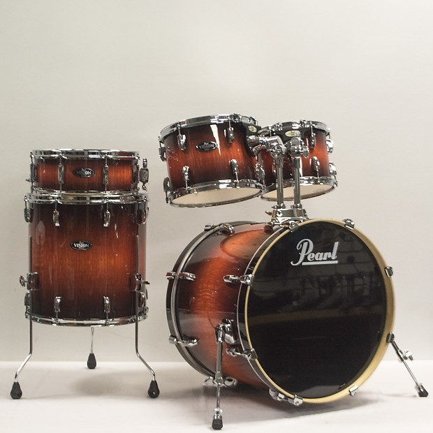 Pearl Vision Birch Amber Burst 10 12 16 22 14 Drum Set