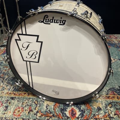 WFL(?) Ludwig Legacy(?) Quiet Riot - Frankie Banali's 26" 3-Ply Bass Drum - White Marine Pearl image 1